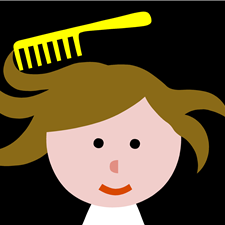 An illustration of a comb is a new feature in the task: "Pauli's hair is tasseled. Comb her hair!"