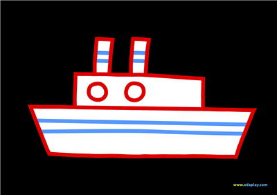 COLOURING SHEET - STEAMBOAT - BLACK BACKGROUND
